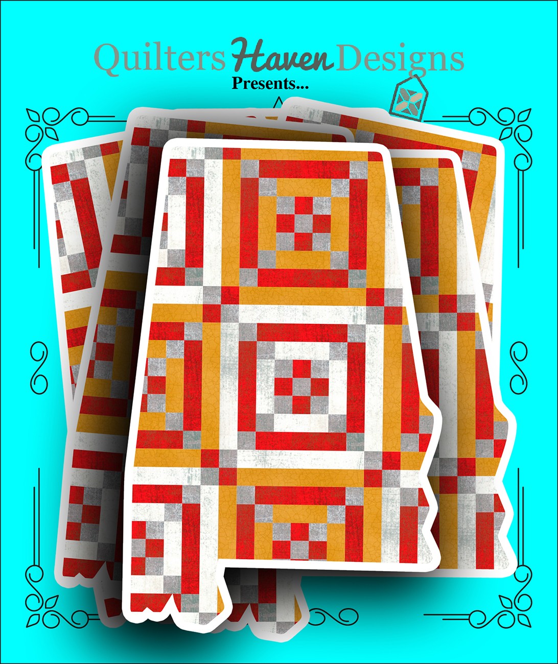Alabama Quilt Sticker 6pk