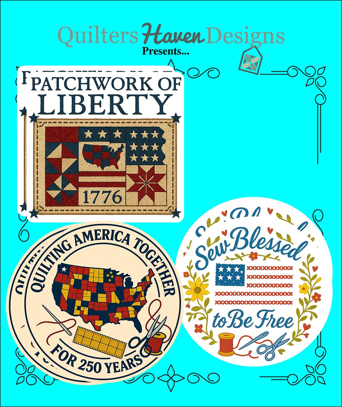 Patriotic Quilter Stickers Set