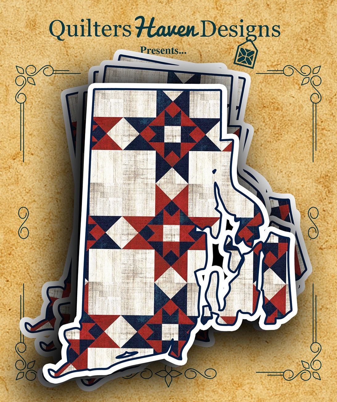 Freedom Quilt Sticker Rhode Island 6pk