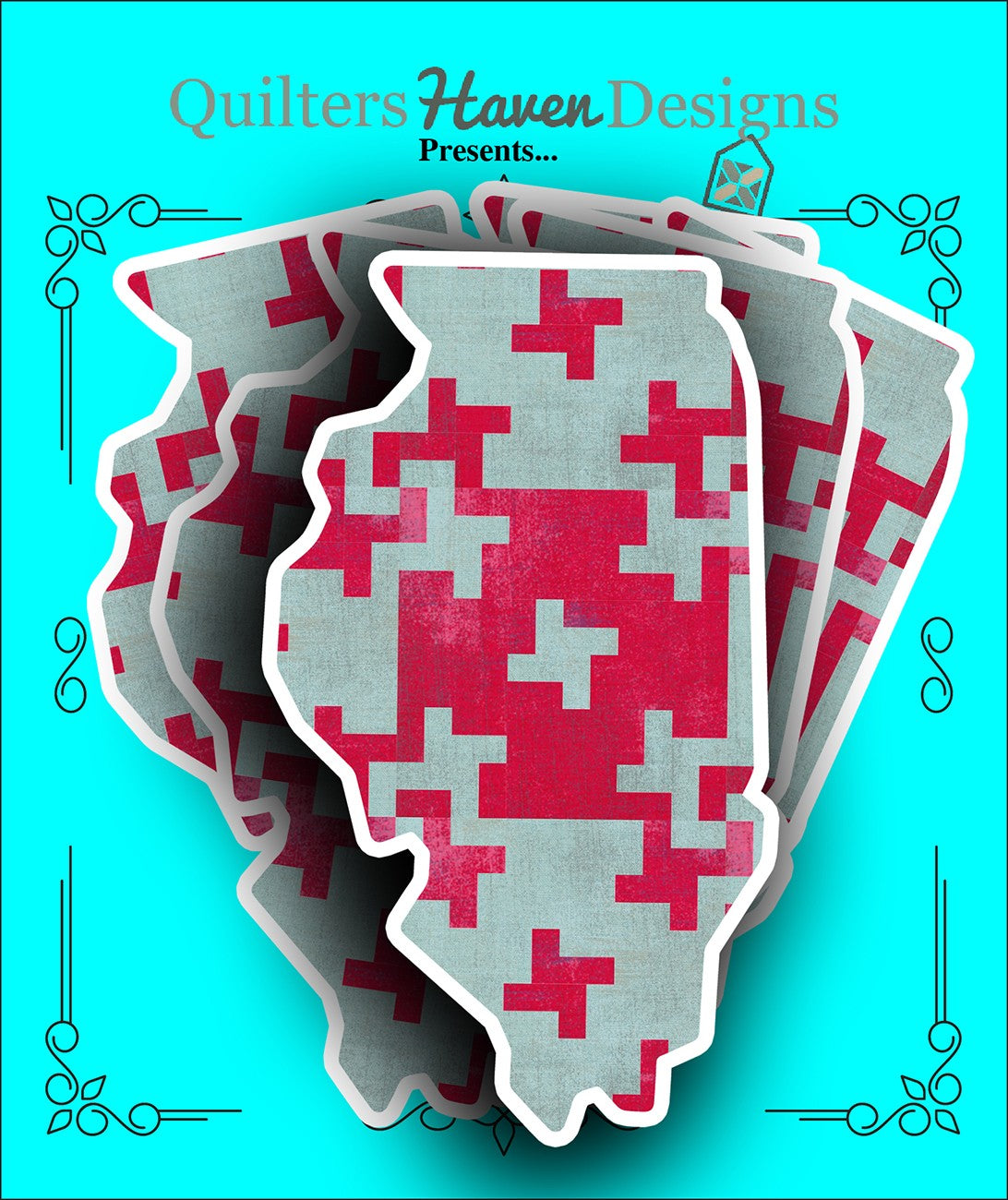 Illinois Quilt Sticker 6pk