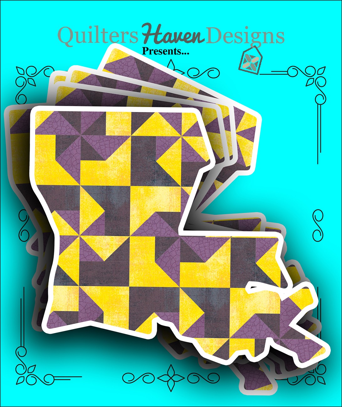 Louisiana Quilt Sticker 6pk