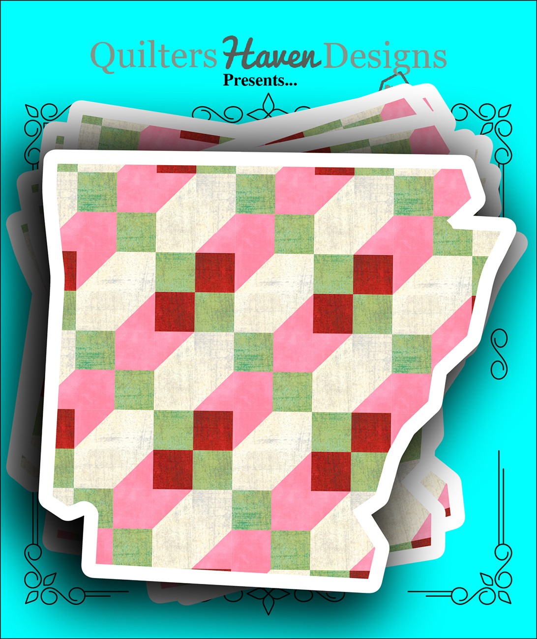 Arkansas Quilt Sticker 6pk