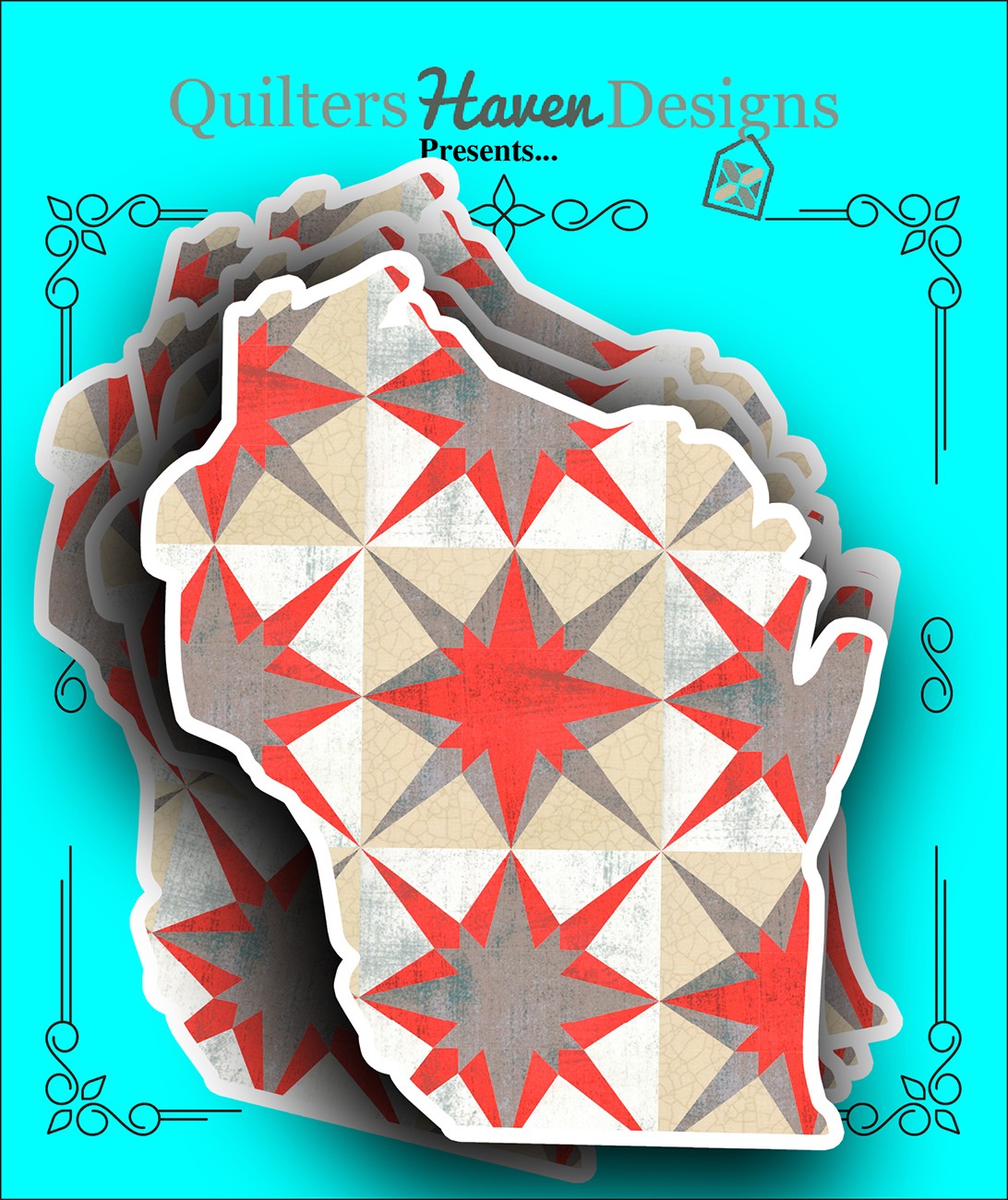 Wisconsin Quilt Sticker 6pk
