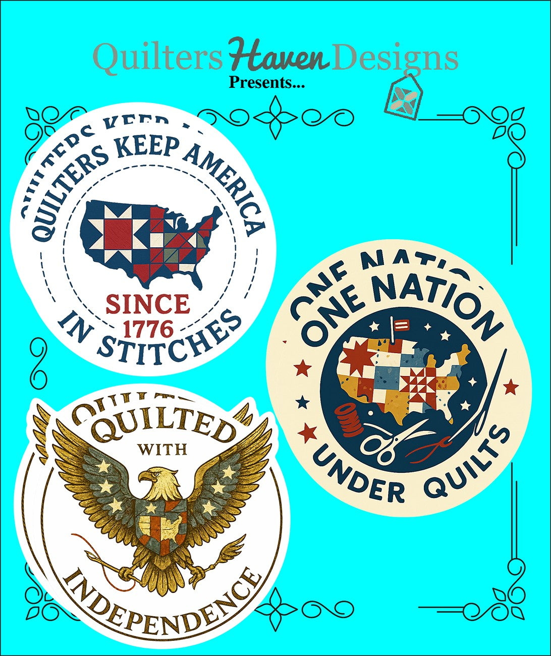 Patriotic Quilter Stickers Set