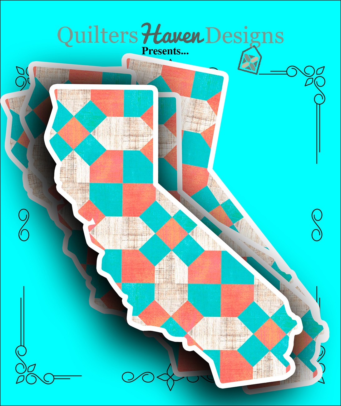 California Quilt Sticker 6pk