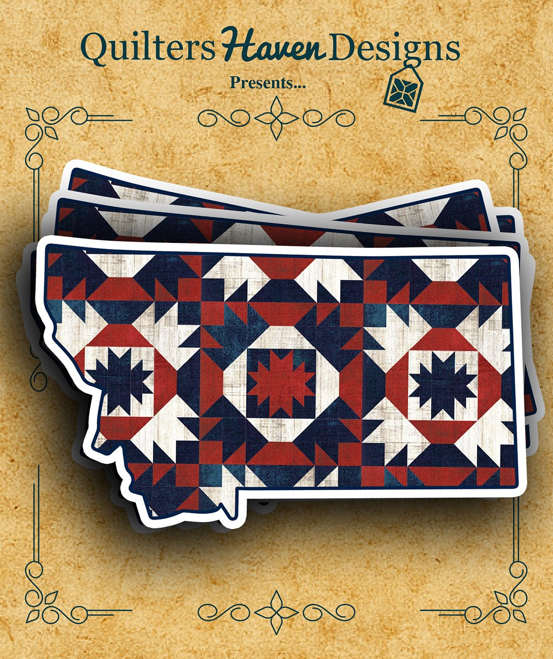 Freedom Quilt Sticker Montana 6pk