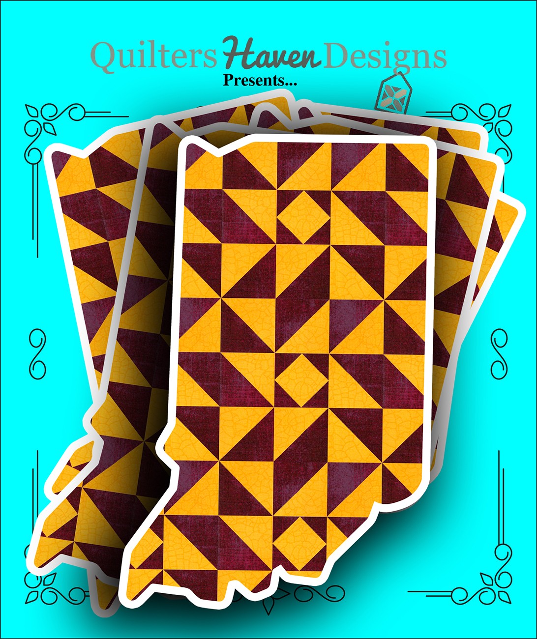 Indiana Quilt Sticker 6pk