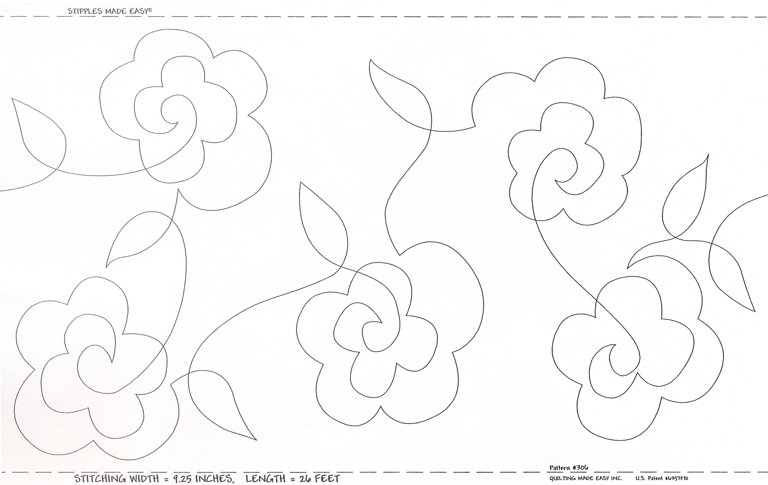 Quilt Pattern Roll Stipples & Flowers 9 1/2in x 26'