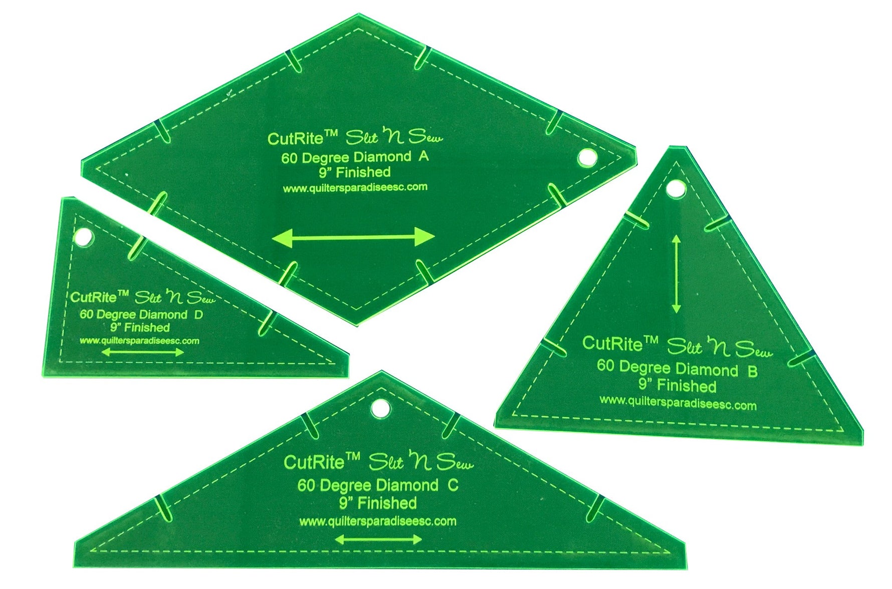 Slit N Sew Diamond 60 Degree Template 9in Finished