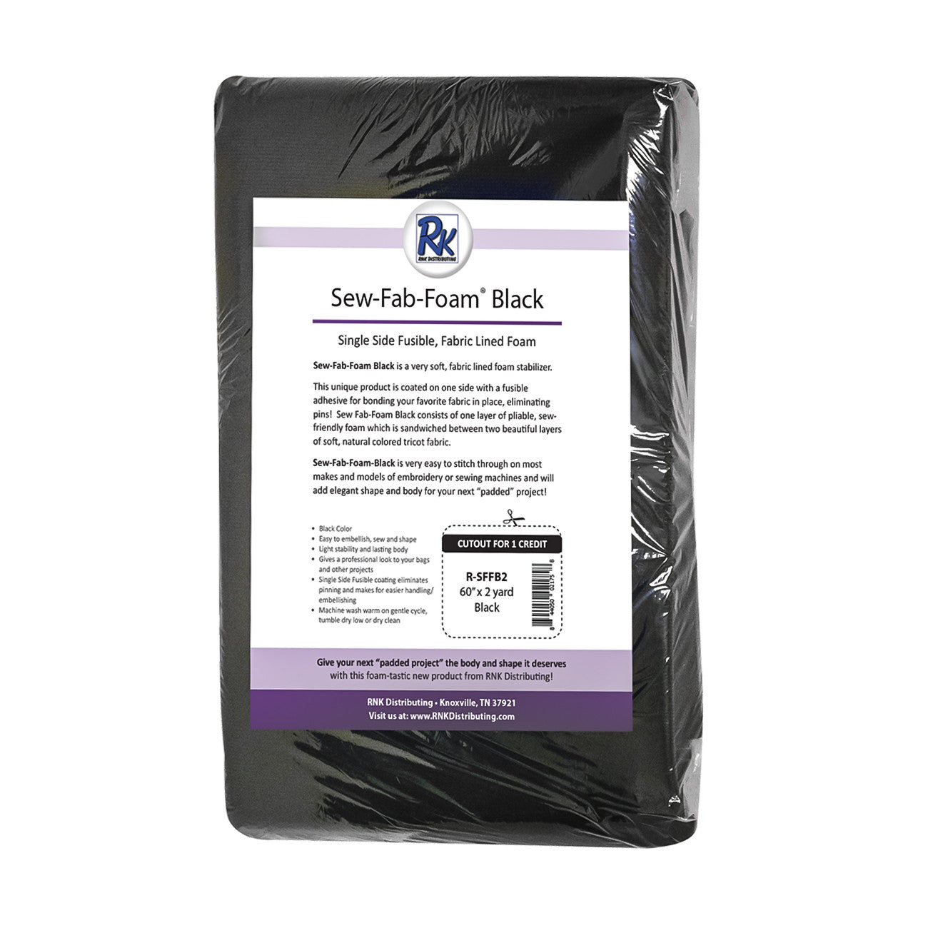 Sew-Fab-Foam Single Sided Fusible Black 60in x 2yds