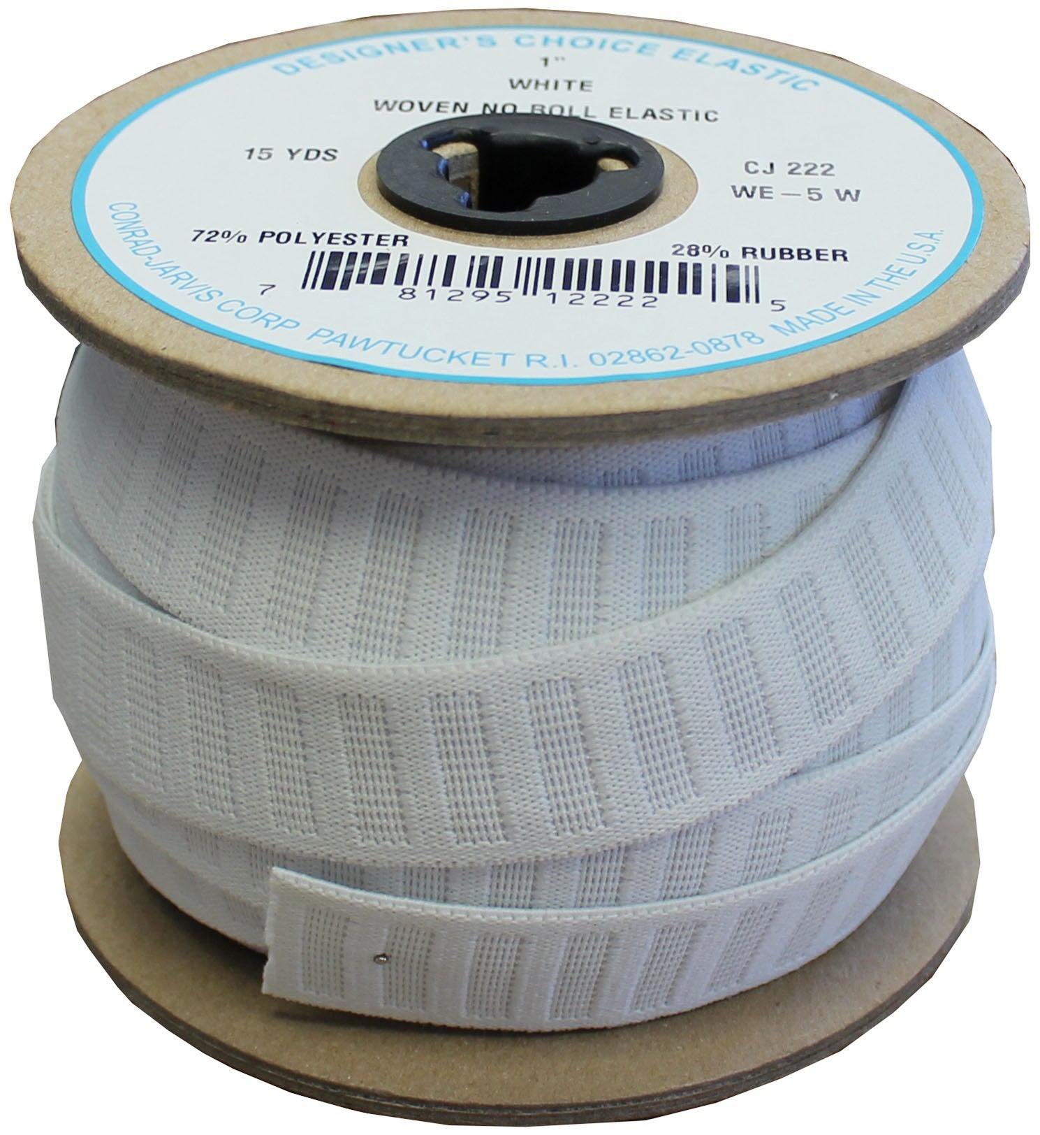 Woven No Roll Elastic 1in x 15yd White