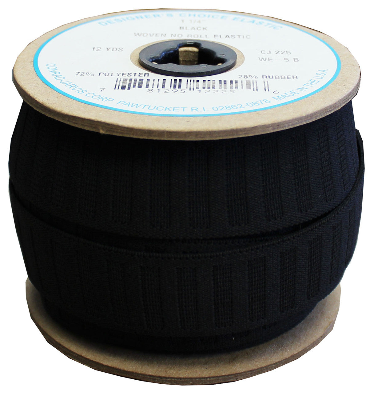 Woven No Roll Elastic 1-1/4in x 12yd Black