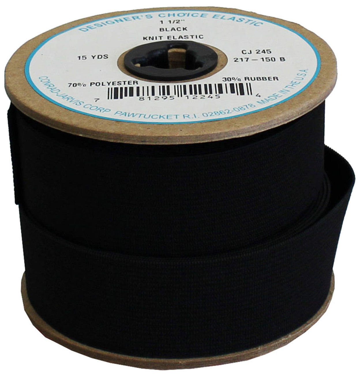 Knit Elastic Calendered 1-1/2in x 15yd Black