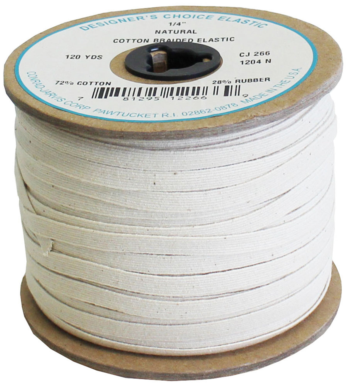 Cotton Braid Elastic 1/4in x 120yd Natural