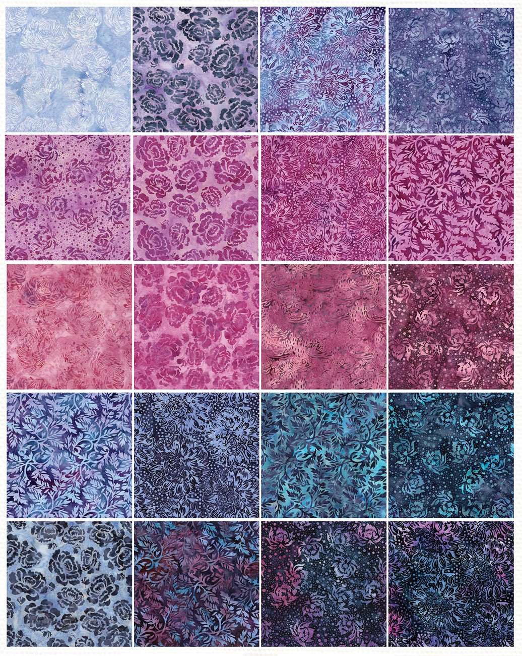 10in Squares Rosy Bloom 42pcs, 2 Pieces of Each Print