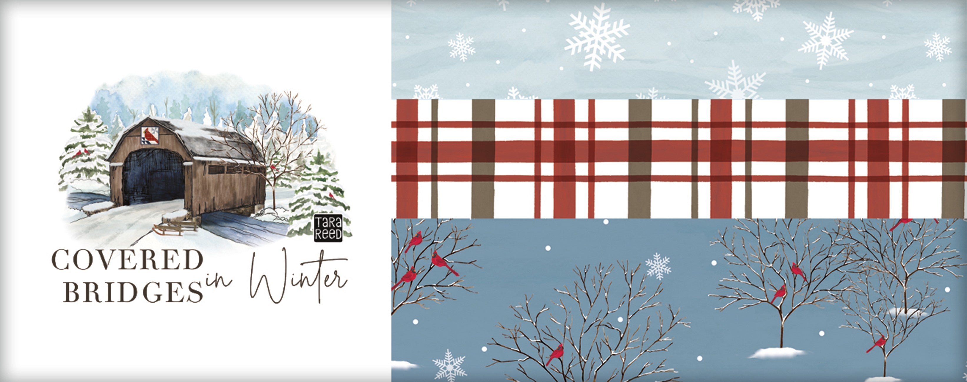 Covered Bridges in Winter 2.5in Strips, 40pcs/bundle