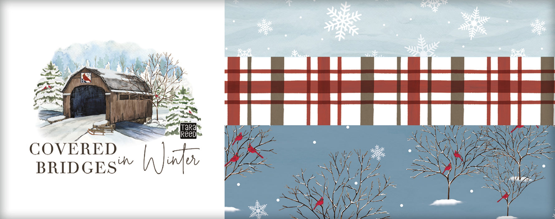 Covered Bridges in Winter 2.5in Strips, 40pcs/bundle