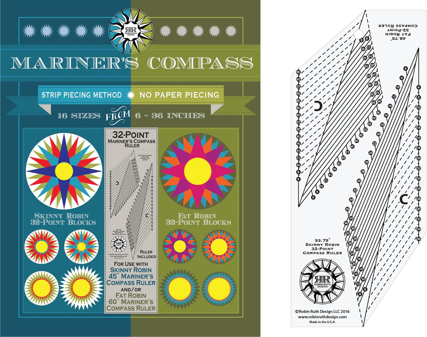 32 Point Mariner's Compass Book and Ruler