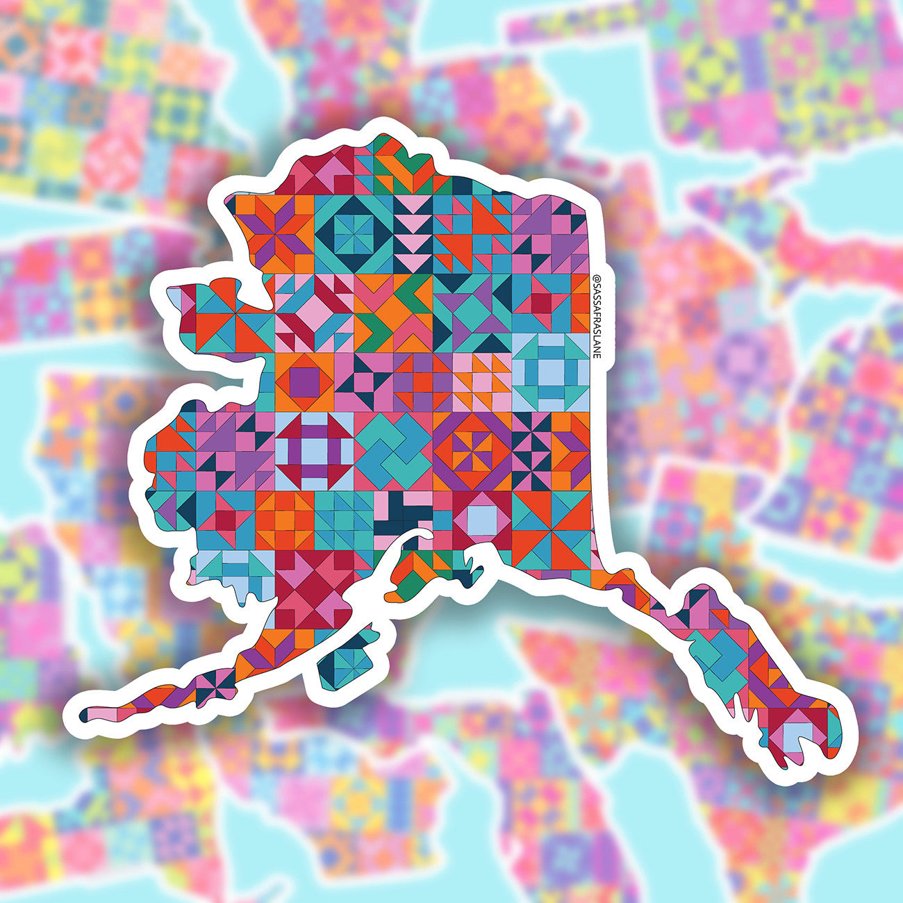 Alaska State Quilt Stickers 6pk