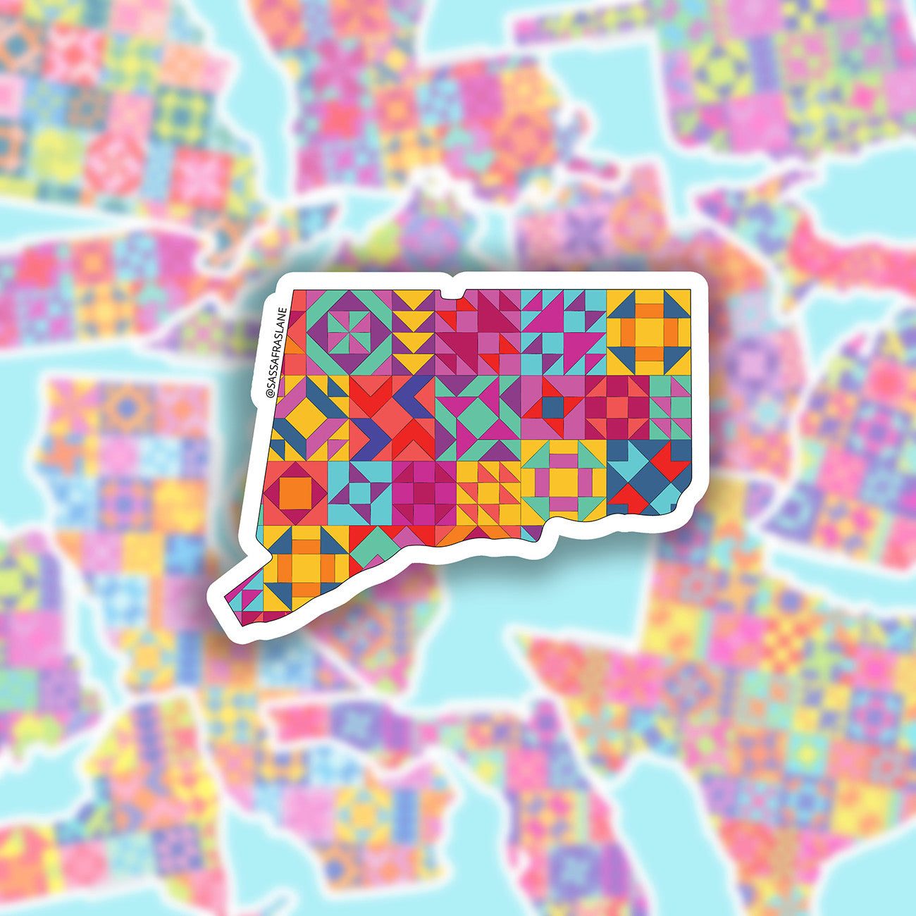 Connecticut State Quilt Stickers 6pk
