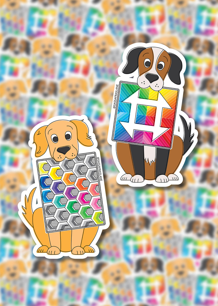 Mini Quilts with Dogs Stickers 6pk