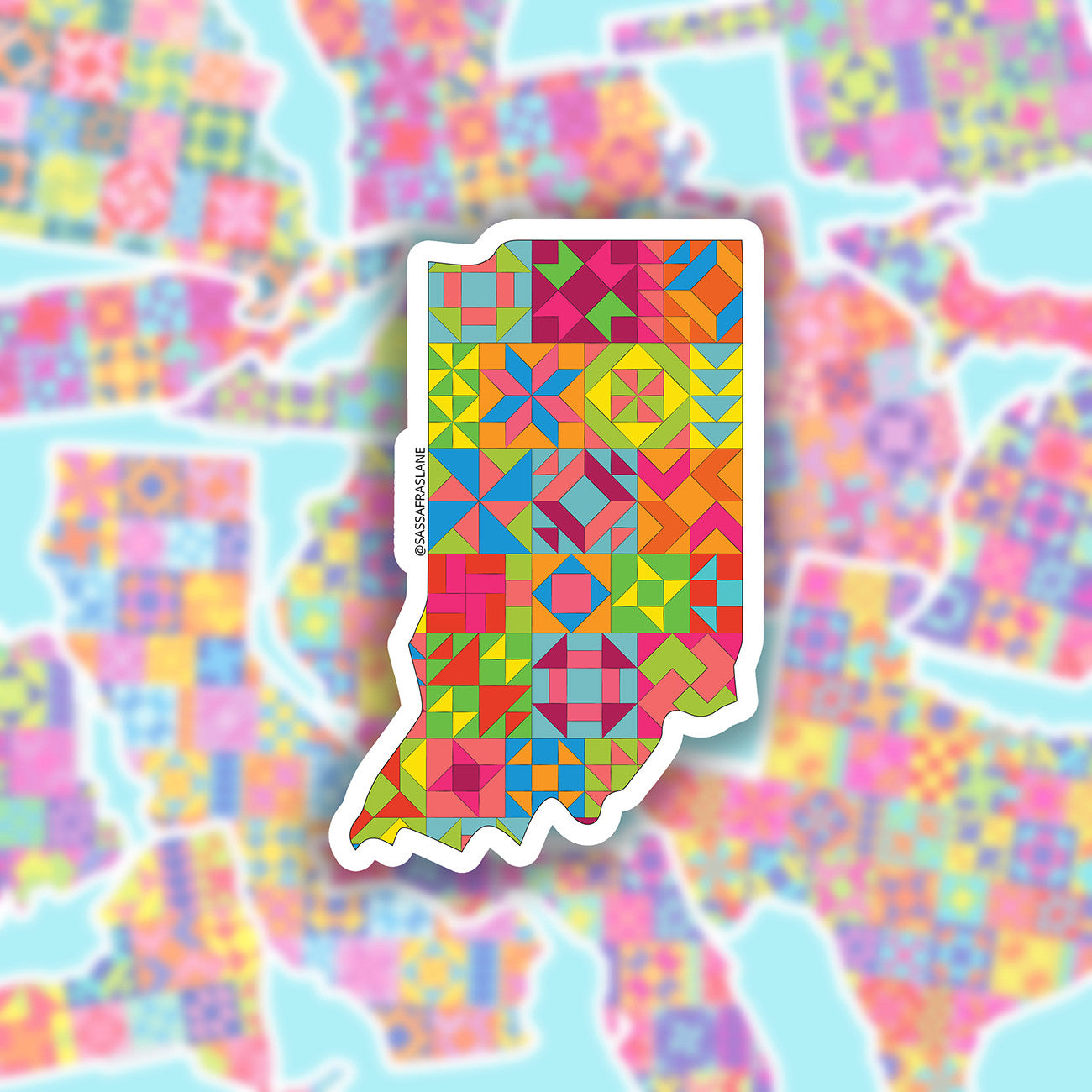 Indiana State Quilt Stickers 6pk