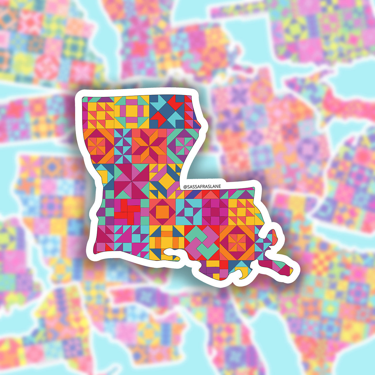 Louisiana State Quilt Stickers 6pk