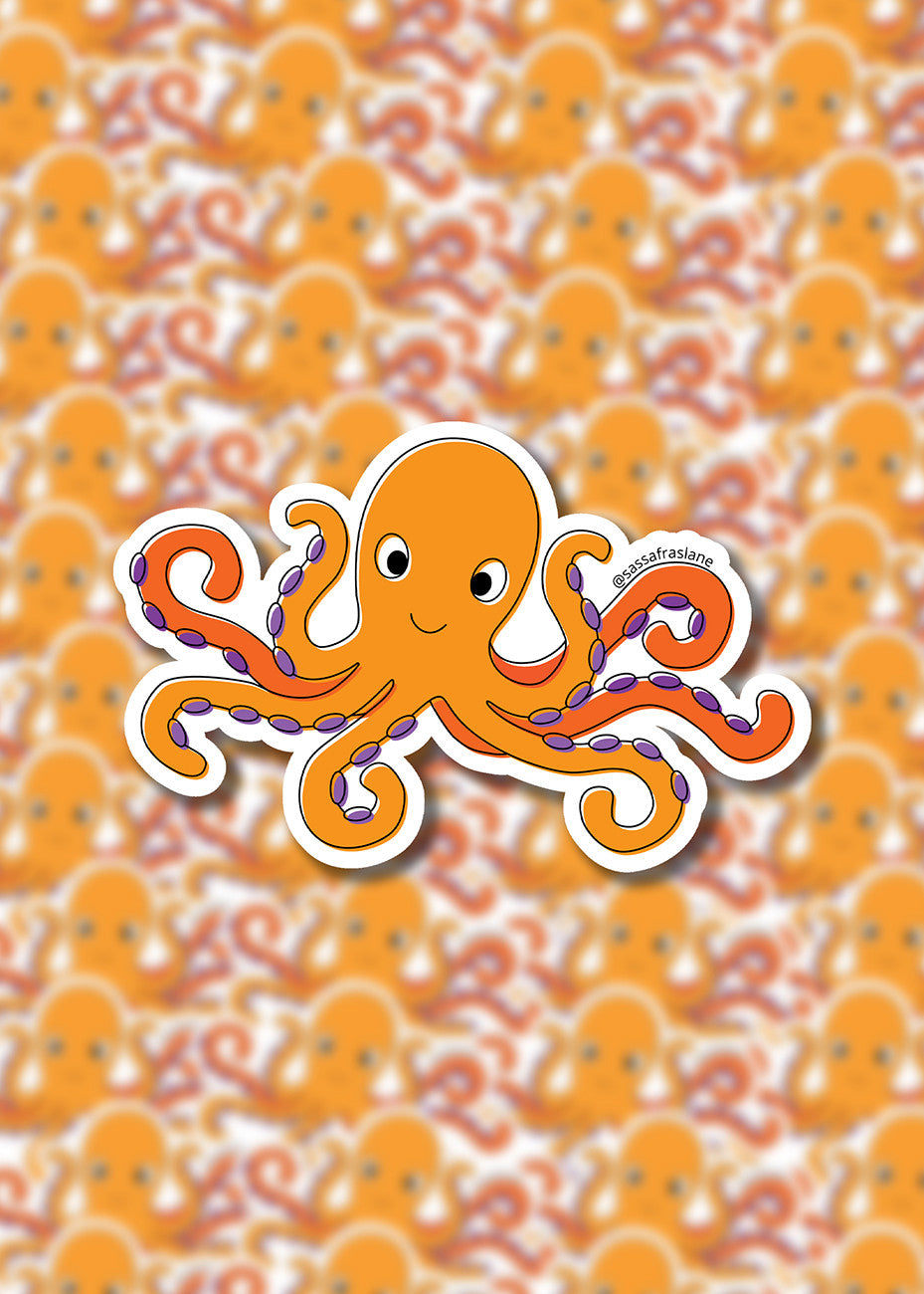 Orange Octopus Stickers 6pk