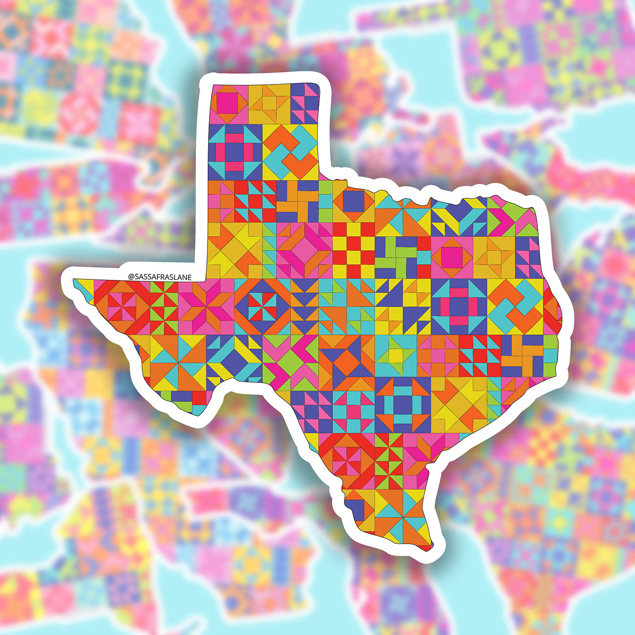 Texas State Quilt Stickers 6pk