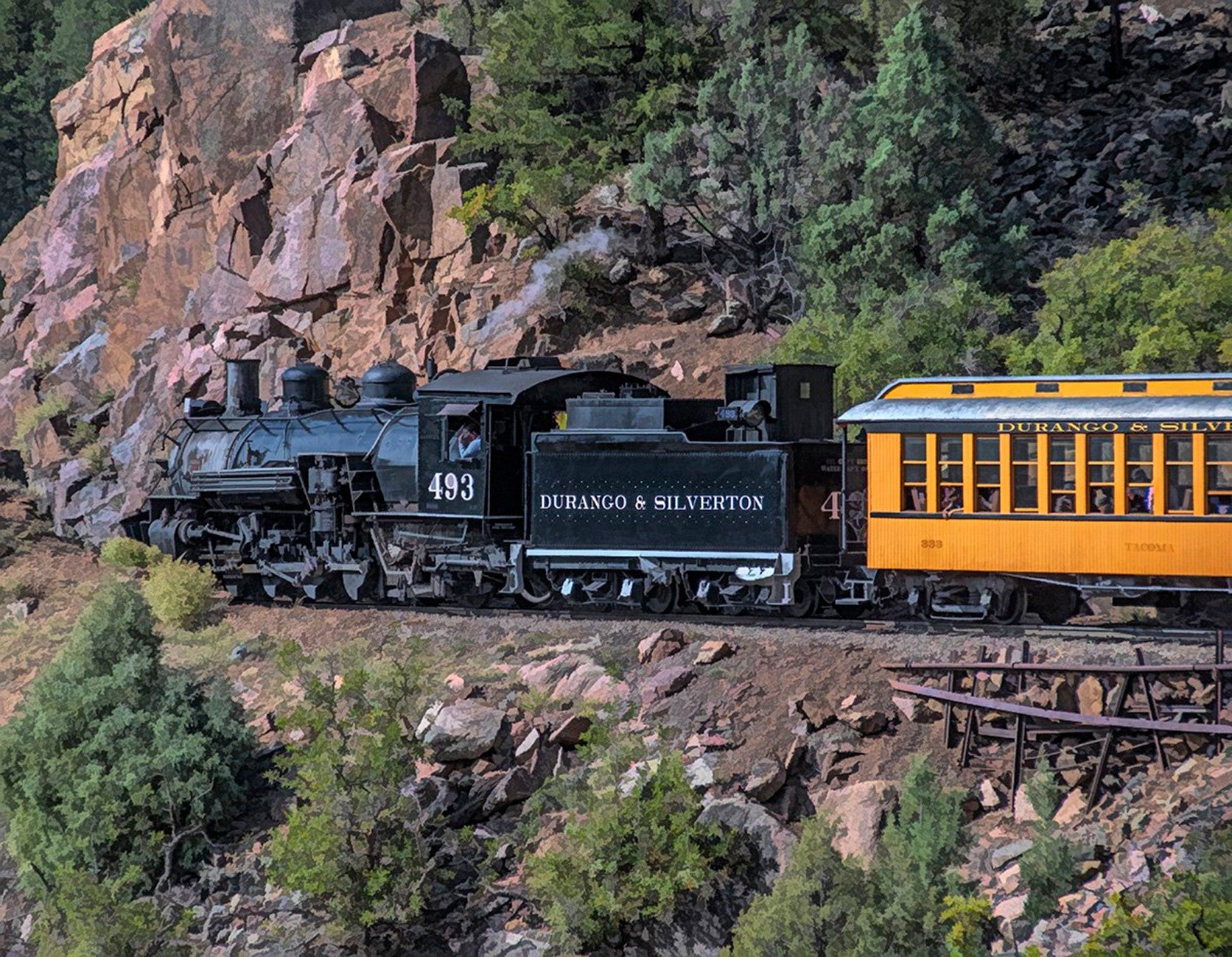 Durango Silverton Railroad Trail Panel 18in x 13.5in