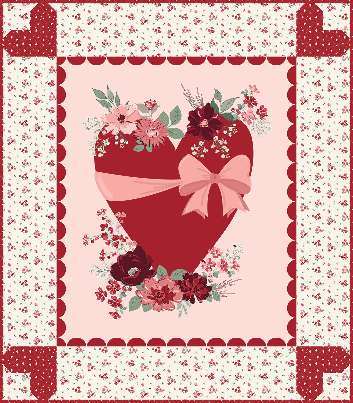 Digitally Printed Love You Always Heart Panel Quilt Store Display