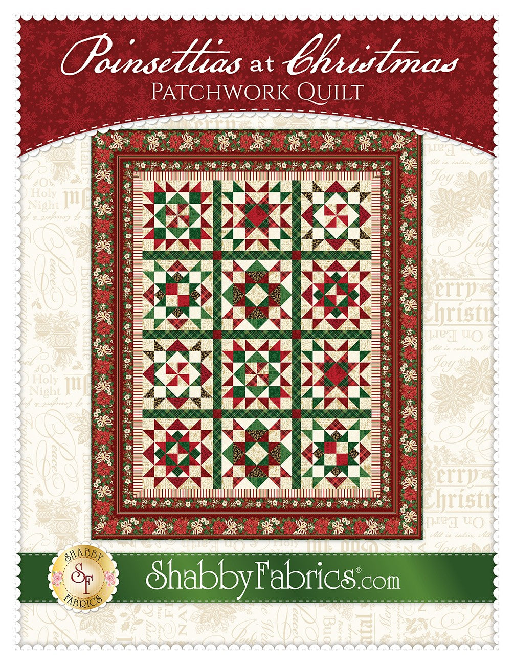 Poinsettias at Christmas Patchwork Quilt