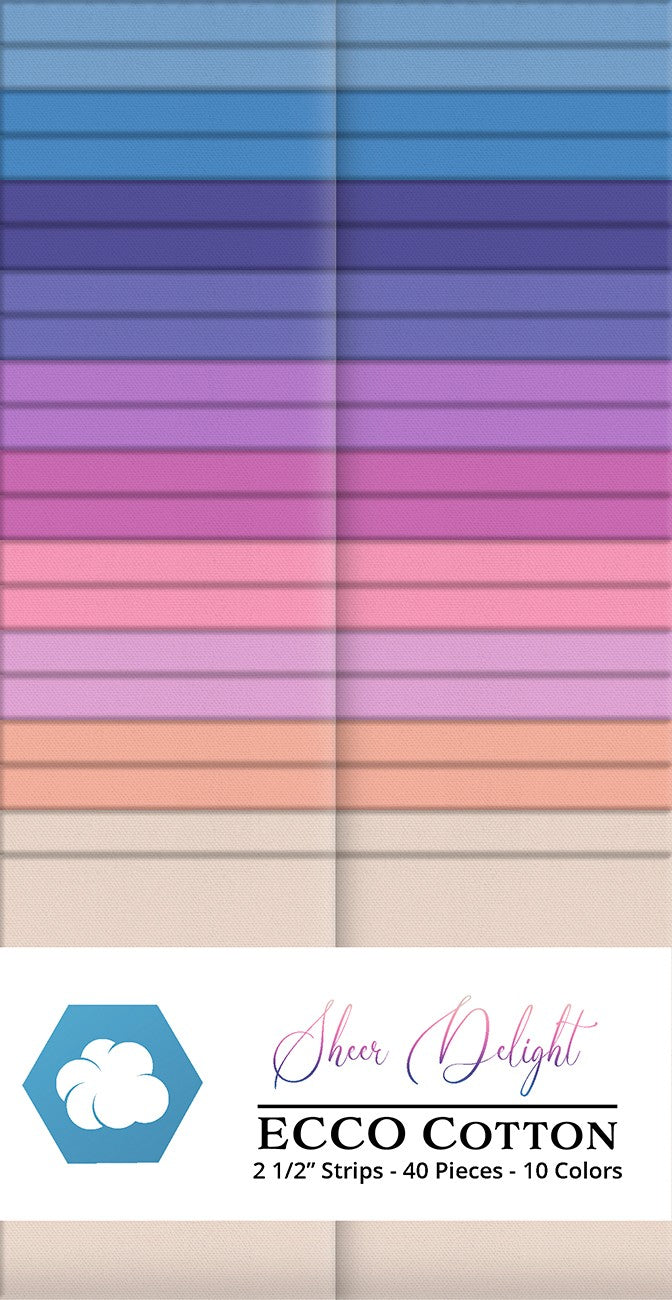 2.5in Strips Sheer Delight-SP 40pcs, 2 Pieces of Each Print