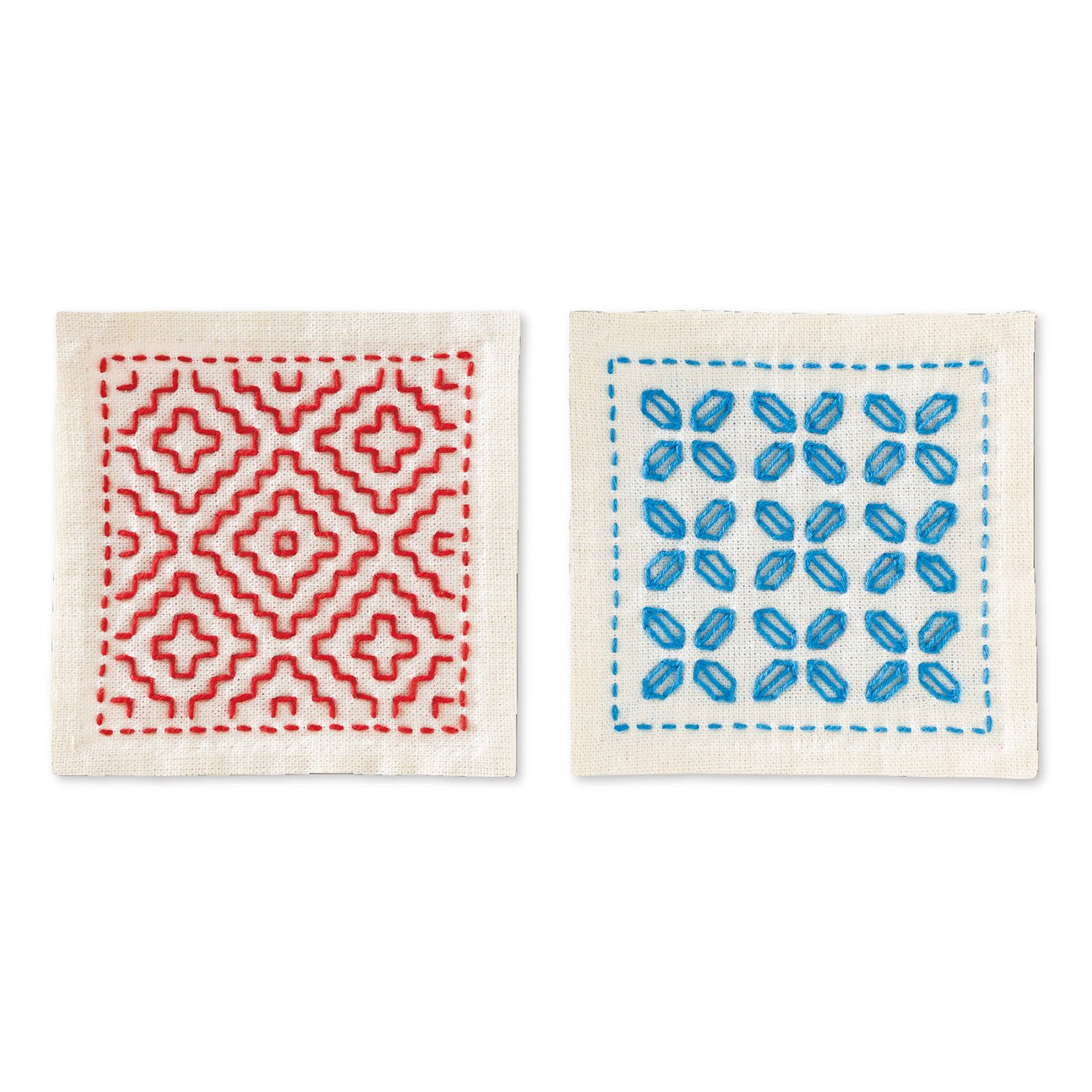 Sashiko Hitome-zashi kit - Coaster 2-piece set Ecru