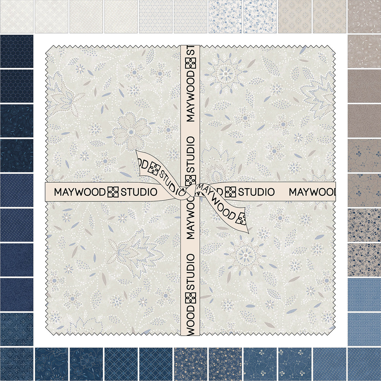 10in Squares Patchwork Blue, 42pcs/bundle