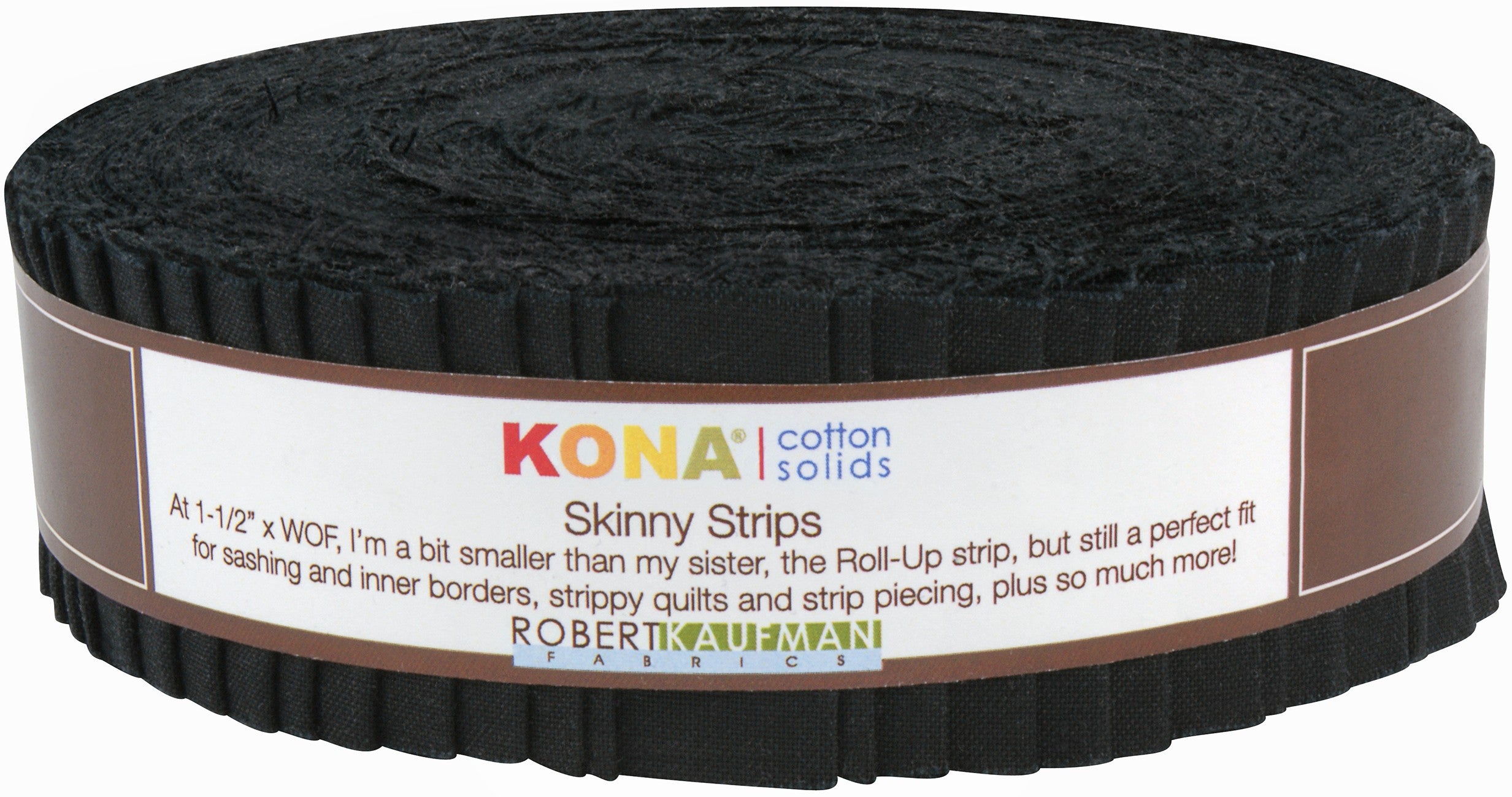1-1/2in Strips, Kona Cotton Black, 40pcs/bundle