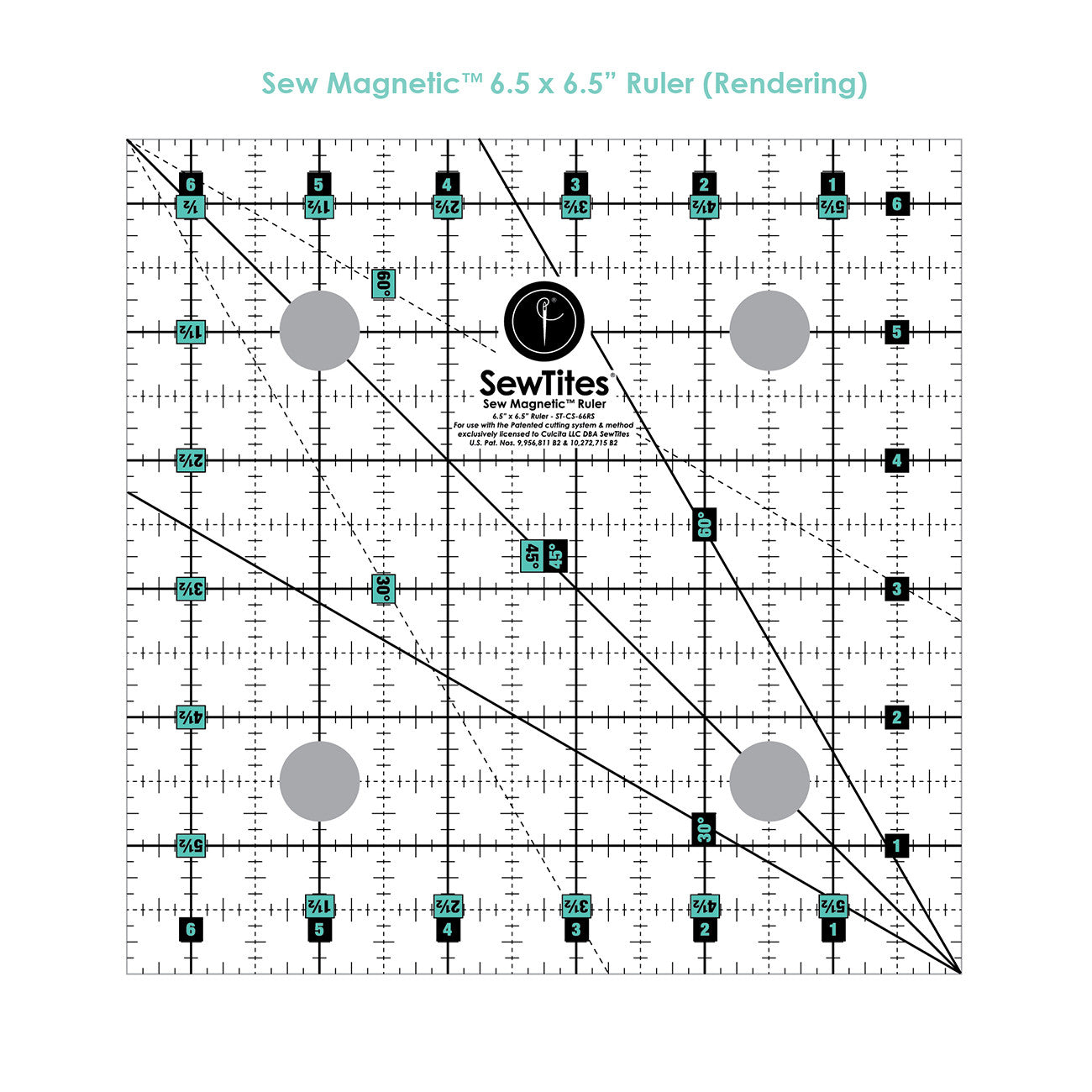 Sew Magnetic 6-1/2in x 6-1/2in Ruler - Right-Handed