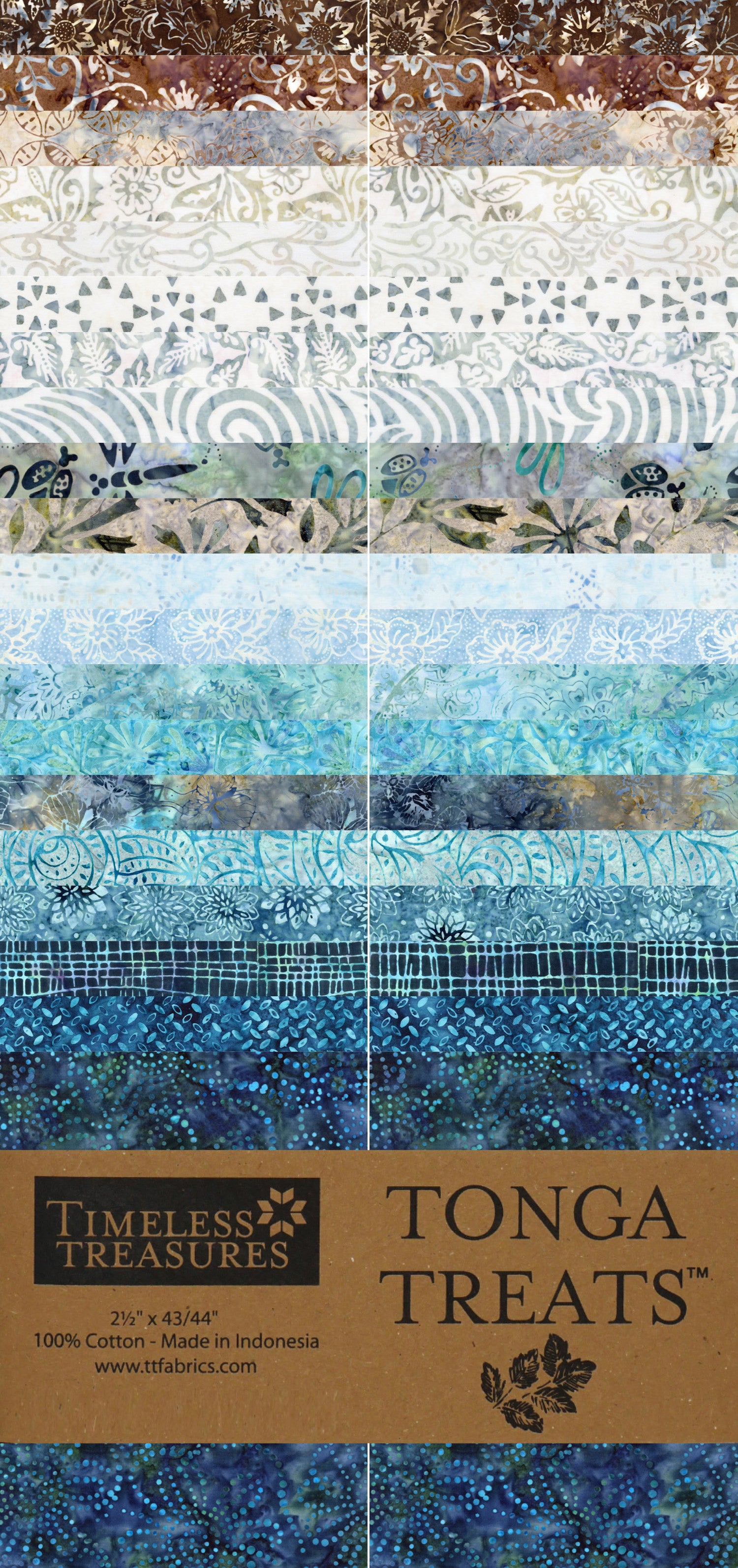 2.5in Strips Tonga Batik Juniper 40pcs/bundle