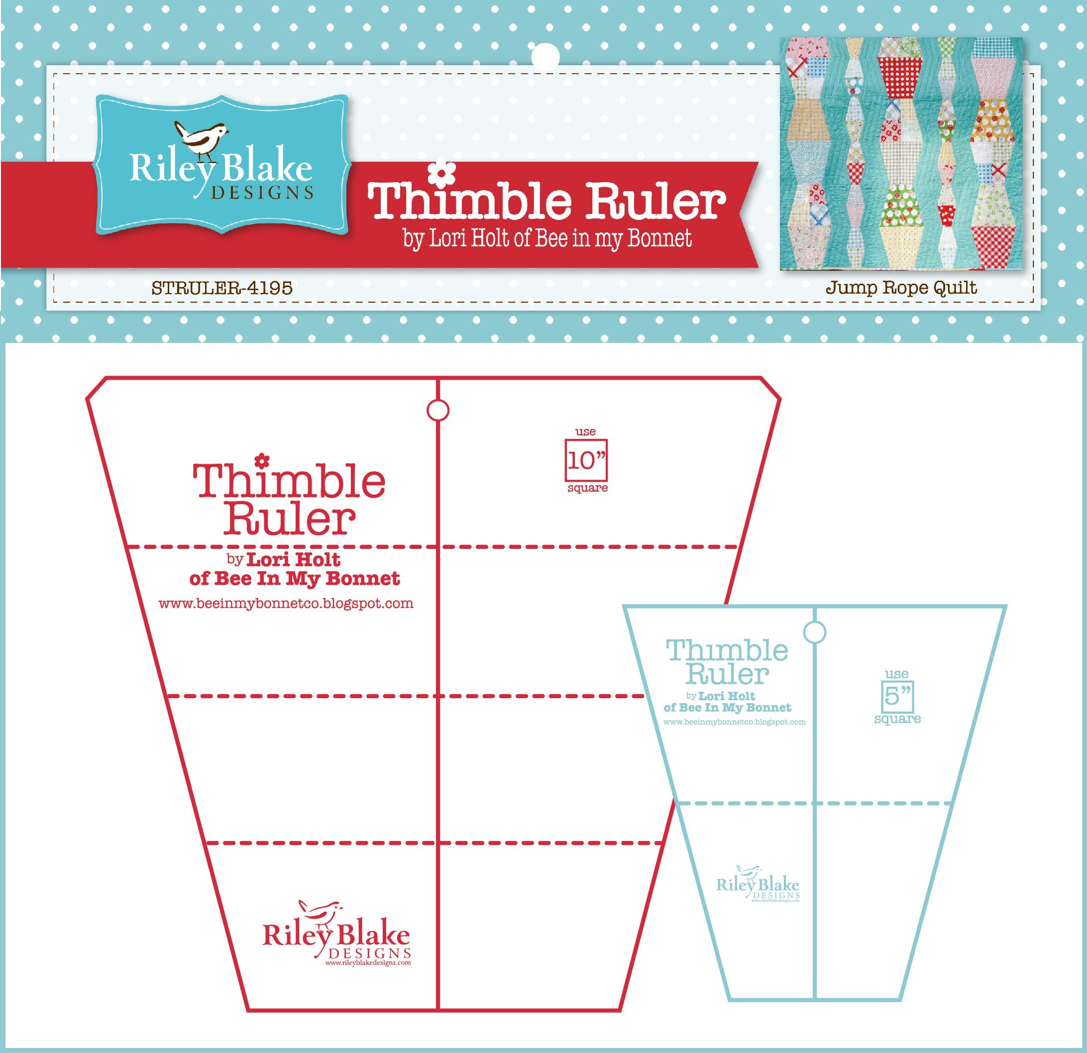 Lori Holt Thimble Rulers With 10in  and 5in  Sizes