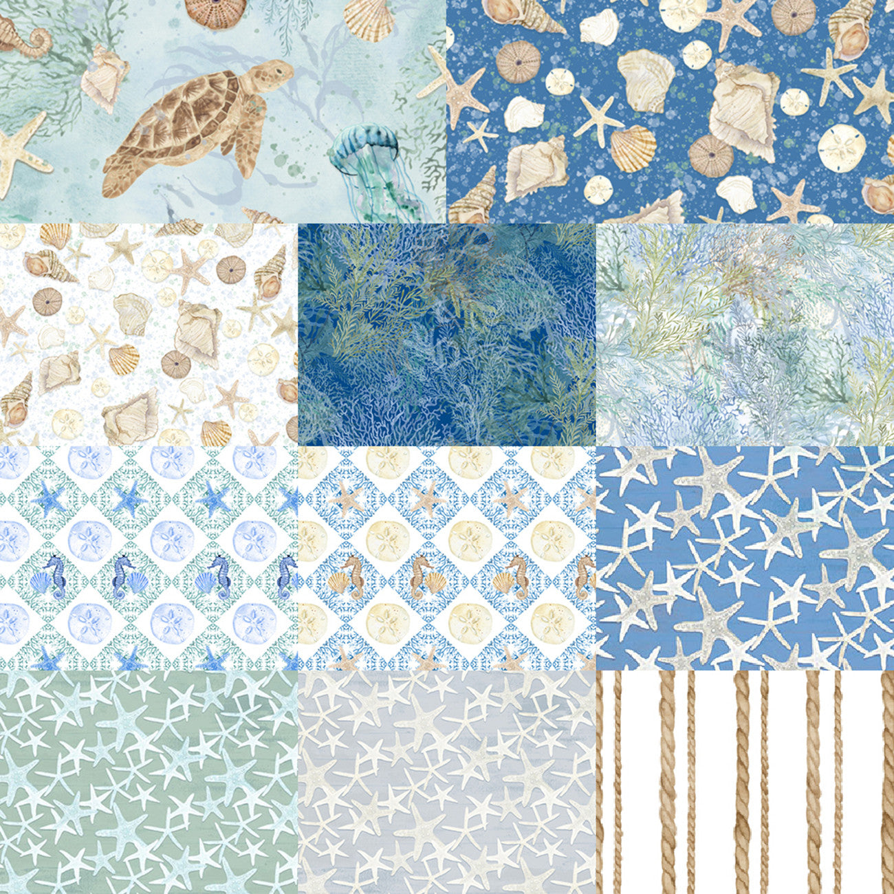 2-1/2in Strips Sea Whispers, 40pcs/bundle