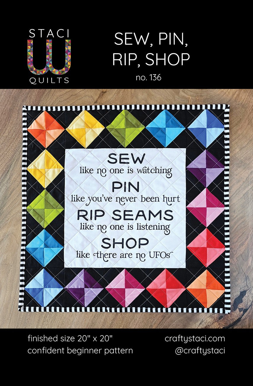 Sew, Pin, Rip, Shop Quilt Pattern and Panel