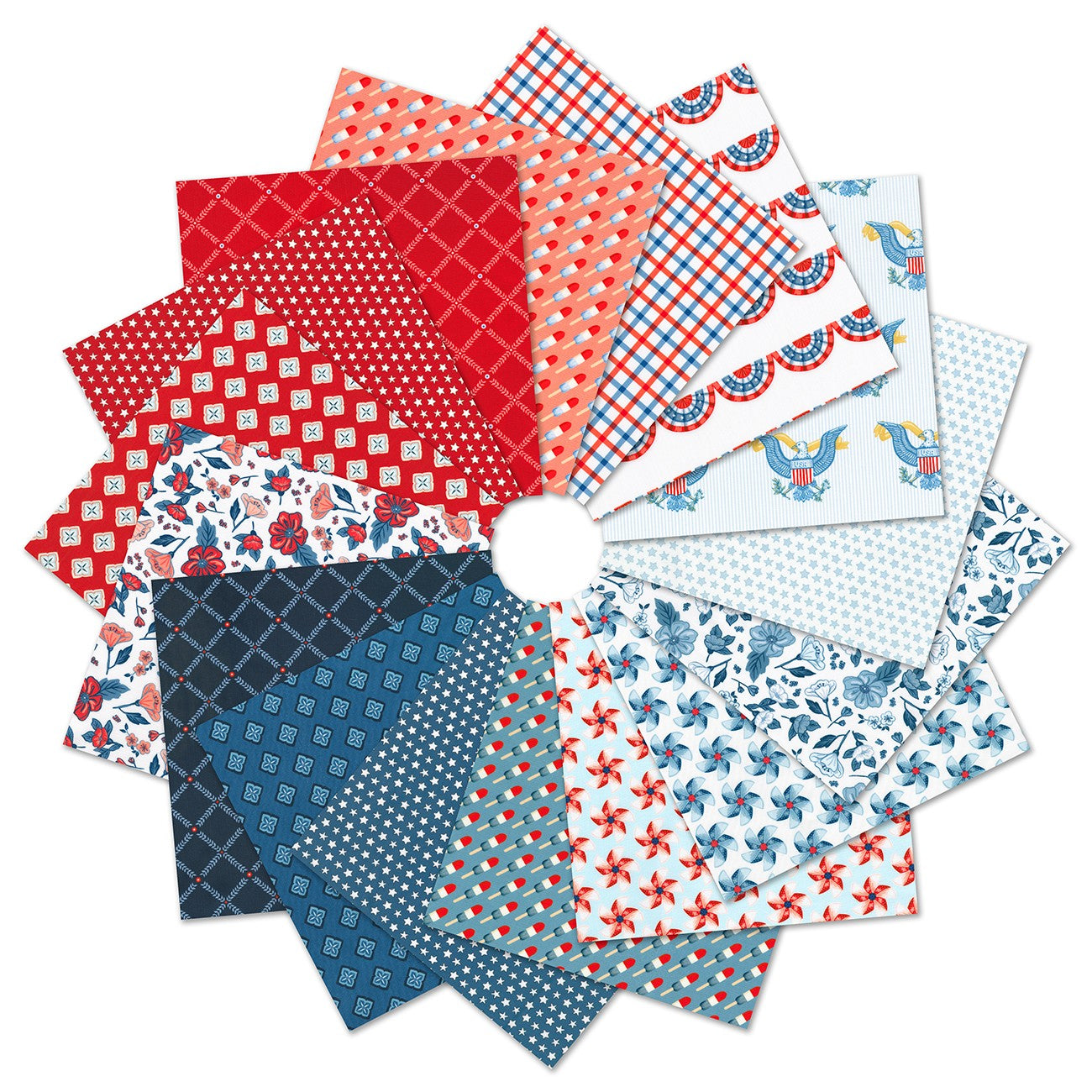 10in Squares, Red White & Sew Blue, 42pcs/bundle
