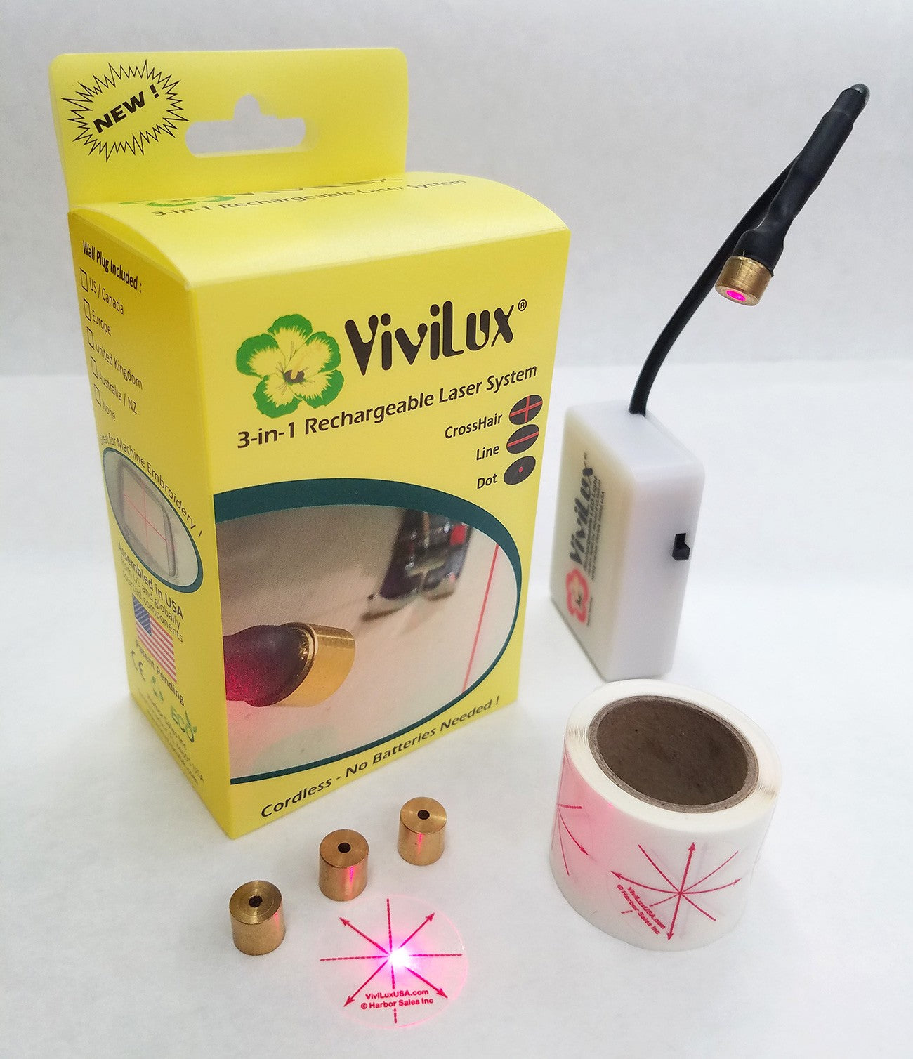 ViviLux 3-in-1 Rechargeable Red Laser System with Hook and Loop Tape
