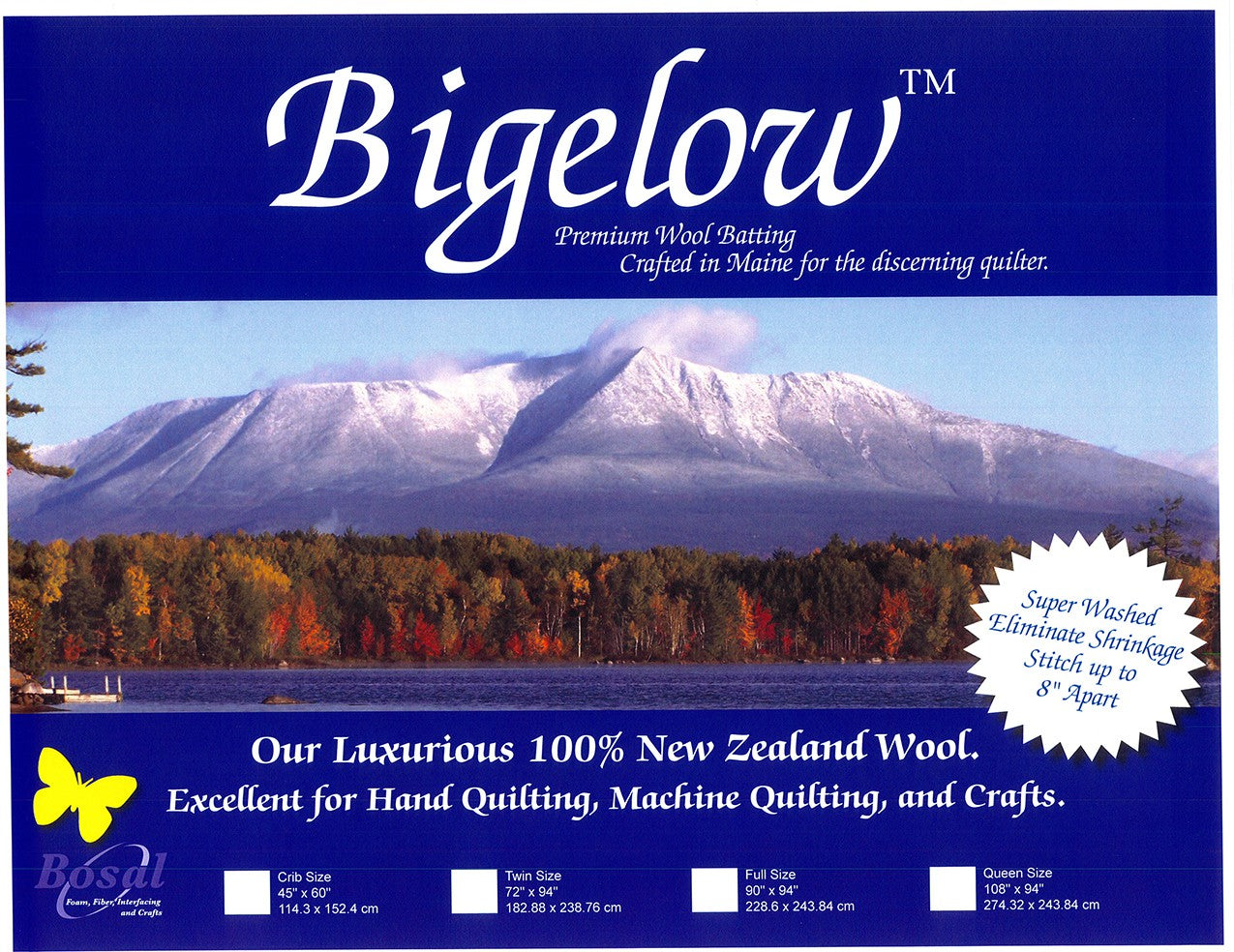 Bigelow 100% Wool Batting 72in x 94in