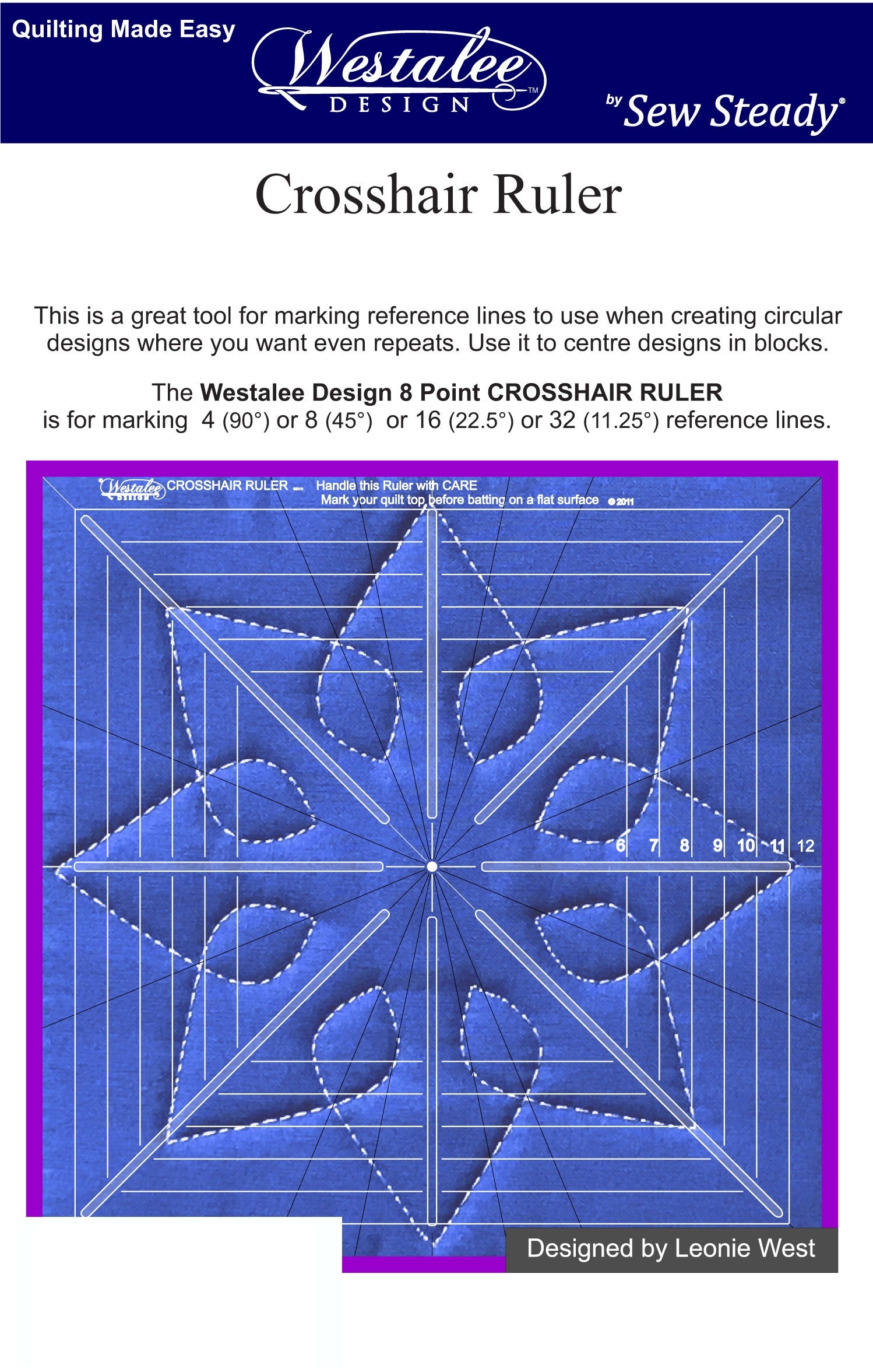 Westalee Crosshair Square 6 Point Template 12-1/2in
