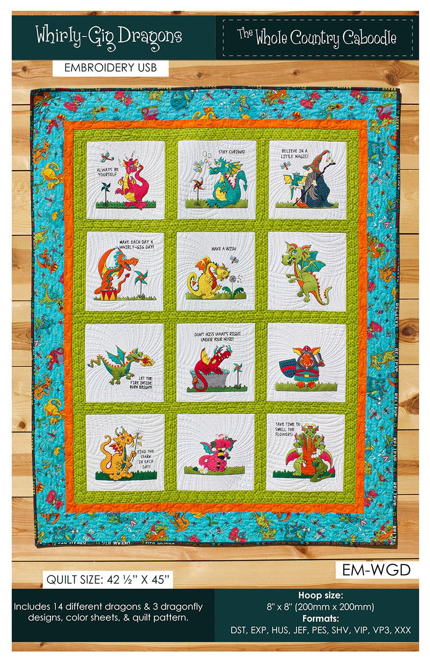 Whirly-Gig Dragon Embroidery - USB