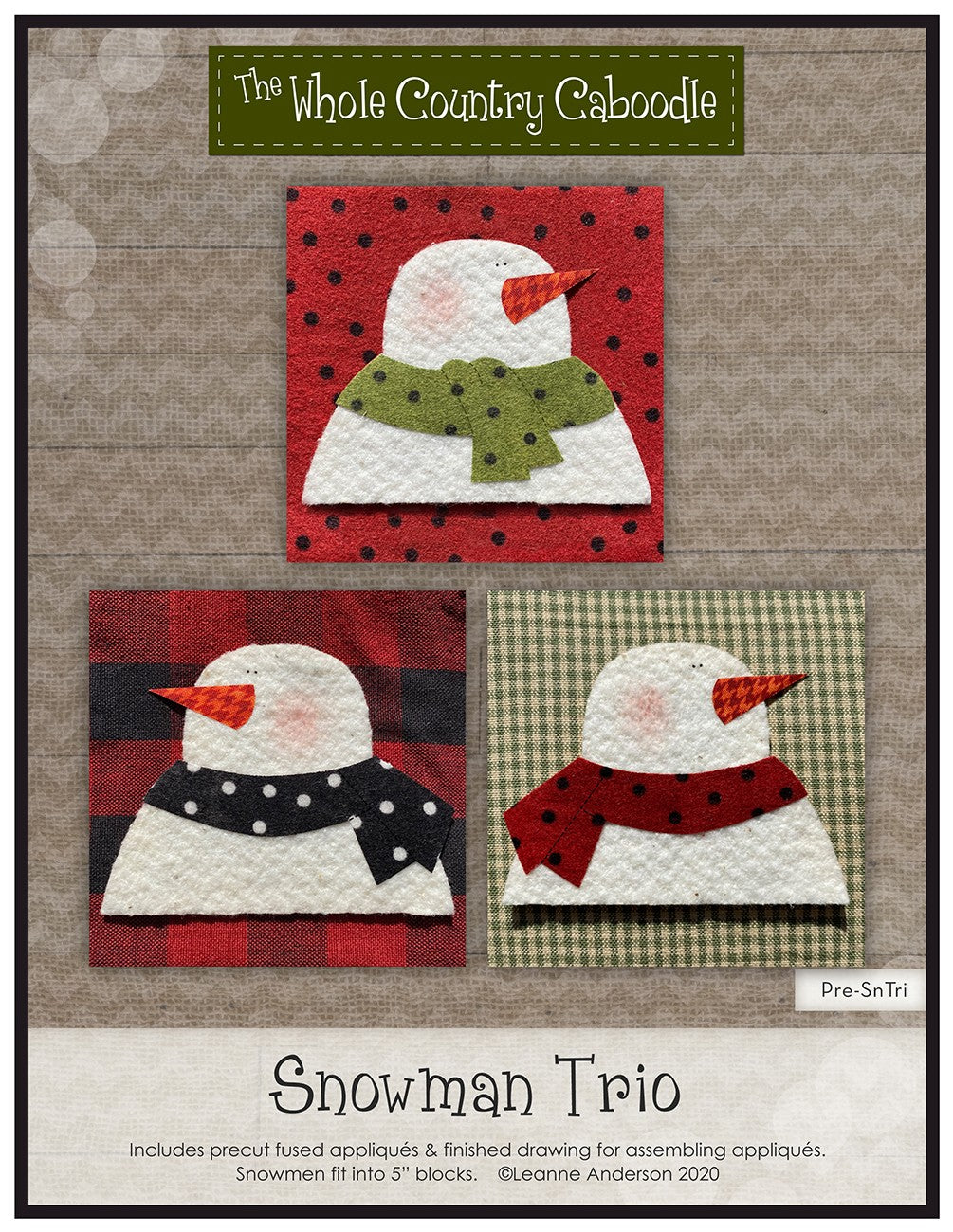 Snowman Trio Precut Fused Applique Pack