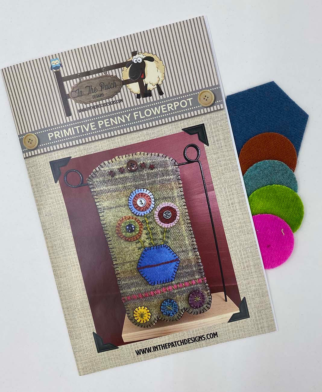 Primitive Penny Flower Pot Mug Rug Kit