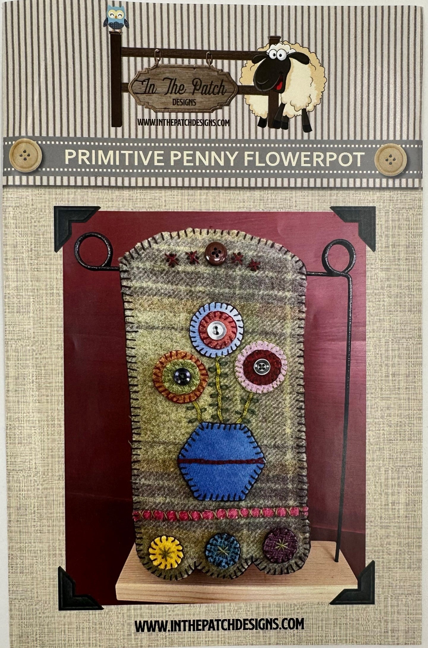 Primitive Penny Flower Pot Mug Rug Pattern