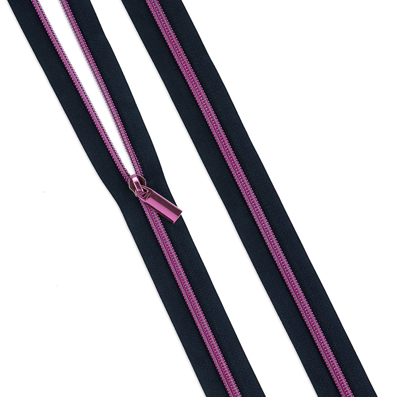 Navy #5 Nylon Tula Pink Coil Zipper 3yds and 9 Pulls